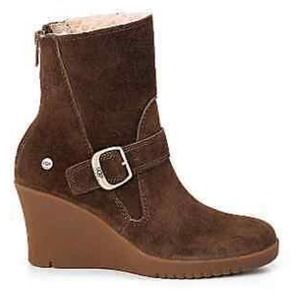 UGG Gisela Brown Suede Wedge Boot, Size 9